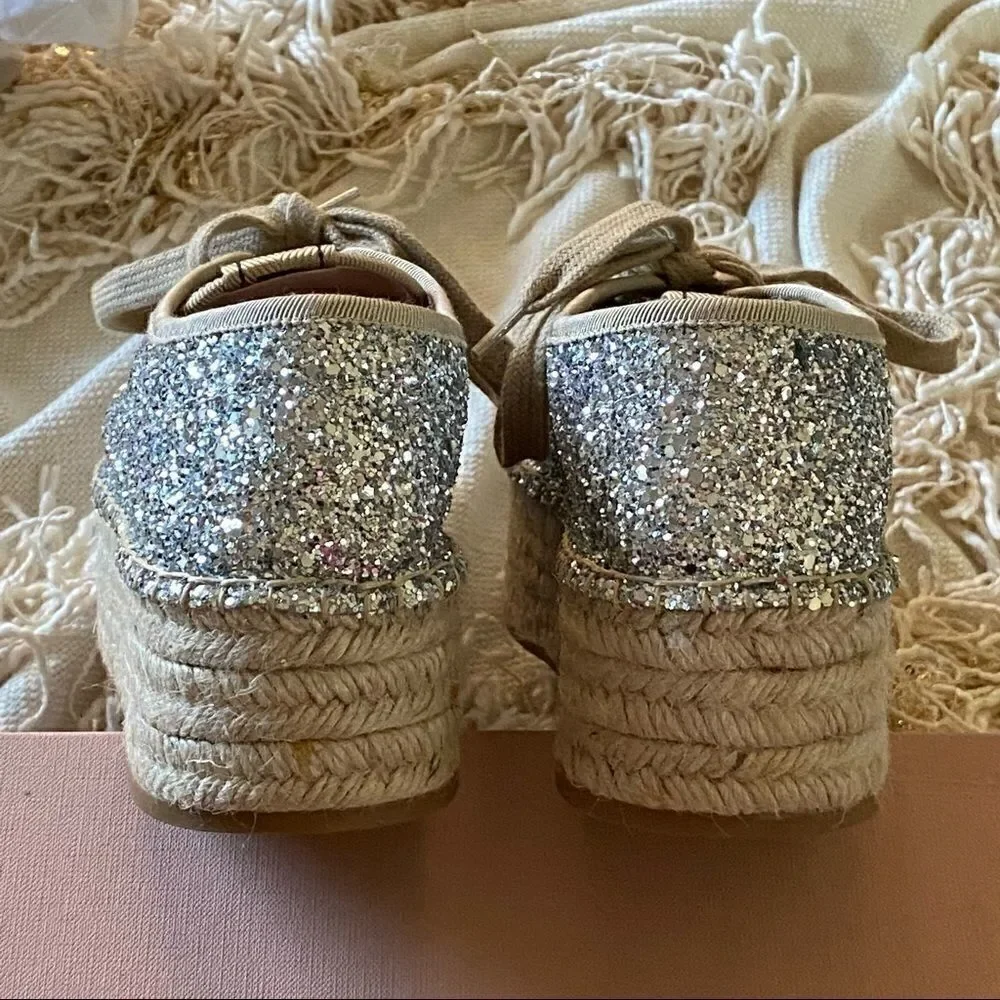 MIU MIU Logo Lace Up Platform Espadrille Sneakers